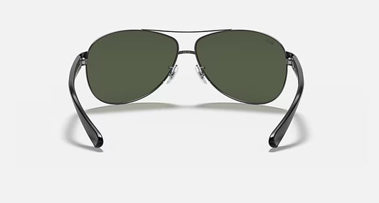 The Ray-Ban RB3386 004/71 Frame Polished Gunmetal Lenses Dark Green