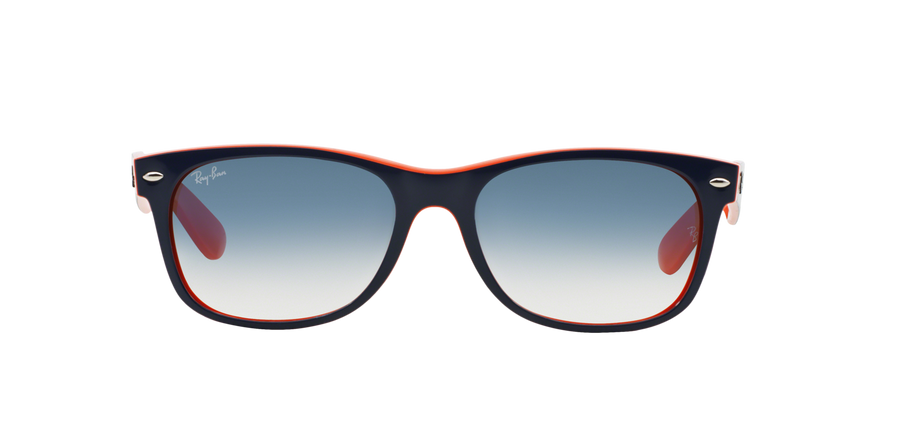 Ray-Ban New Wayfarer RB2132 Sunglasses – Blue on Orange / Clear Gradient Blue Lenses (789/3F) – 2