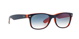 Ray-Ban New Wayfarer RB2132 Sunglasses – Blue on Orange / Clear Gradient Blue Lenses (789/3F)