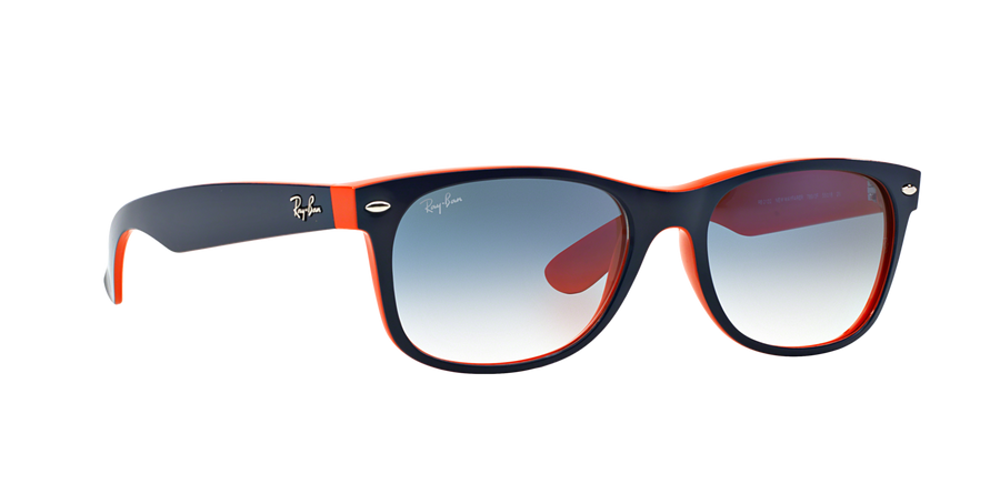 Ray-Ban New Wayfarer RB2132 Sunglasses – Blue on Orange / Clear Gradient Blue Lenses (789/3F)