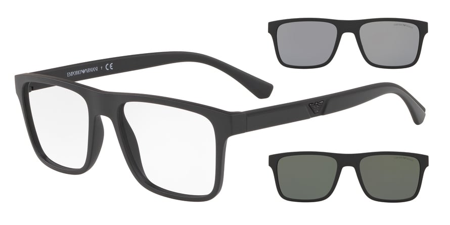 Emporio Armani EA4115 Eyeglasses with Sun Clip-Ons – Matte Black (5801/1W) – 3