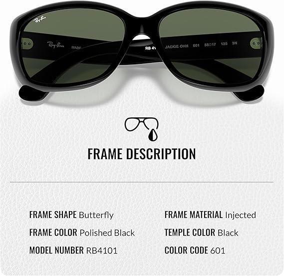 Ray-Ban RB4101 JACKIE OHH Butterfly Shaped Sunglasses for Men & Women with Official RAYBAN Eyewear Kit