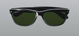 Ray-Ban New Wayfarer RB2132 Sunglasses – Shiny Black / Green G-15 Lenses (901L) – 55